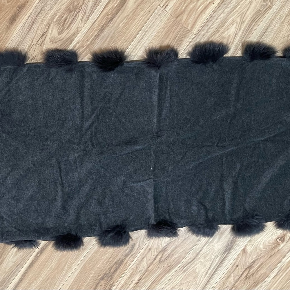 Lord & Taylor Charcoal Wrap with Dark Fur Trim - Picture 2 of 6